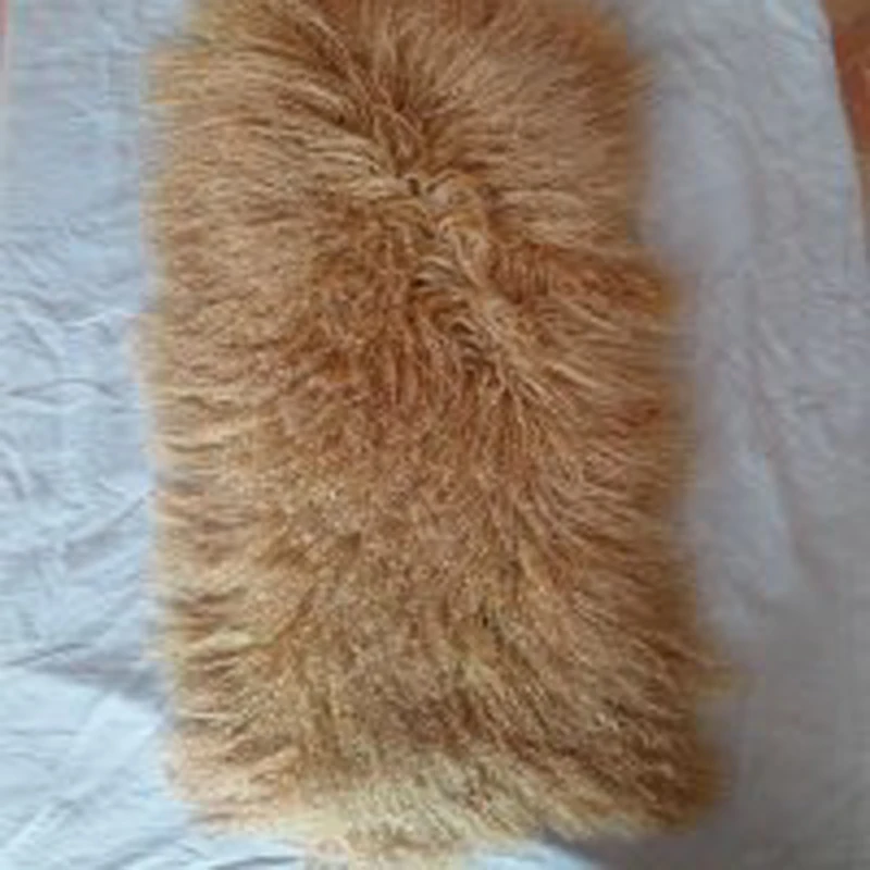 Brown Luxury Mongolian Fur Plate Tibetan Lamb Fur Rug Real Fur Blanket Sheepskin Carpet Accessory Doll Wigs