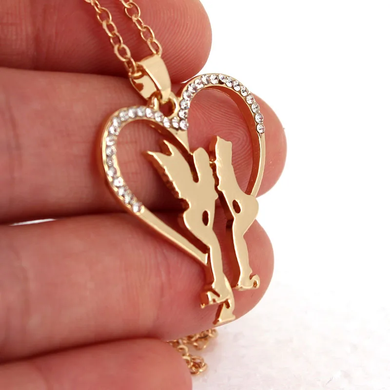 hzew new heart shape Angel and devil pendant necklace gift necklace - Image 6