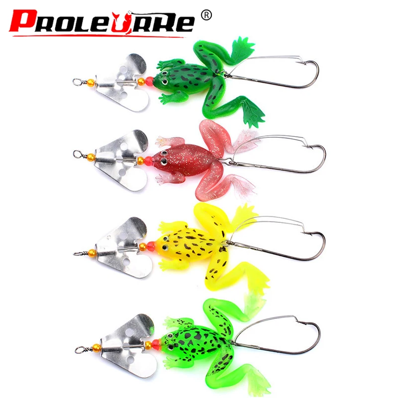 

Proleurre 360 degree rotation frogs Fishing Lure Rubber Soft Fishing Lures Bass Spinner Bait spoon Lures carp fishing tackle