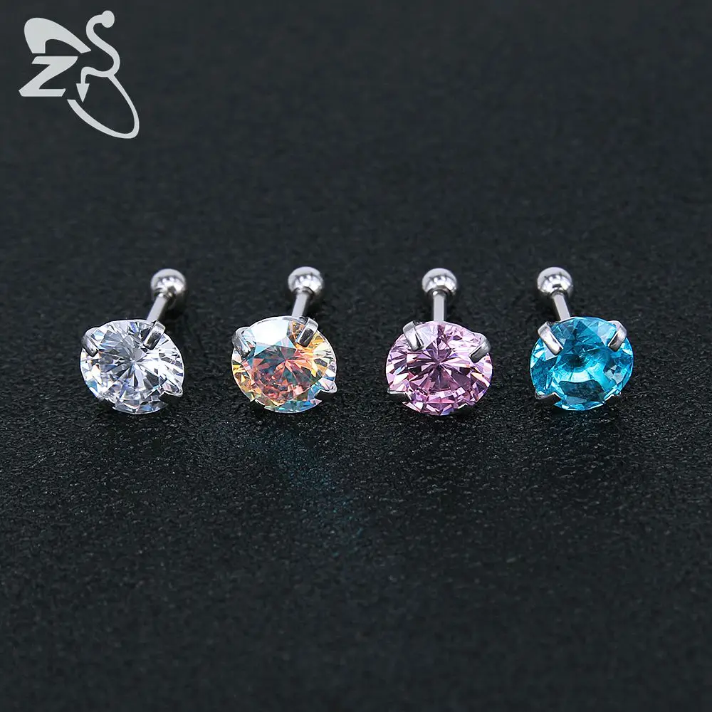 Tiny Round Crystal Studs Earrings Screw Ball Stainless Steel Female Earrings Mini Small Childern Earring Pierced Ear Oorbellen