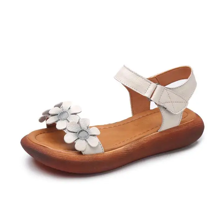 RUSHIMAN 2021 Summer New Genuine Leather Sandals Peep-Toe Sandals Soft Comfortable And Breathable Ladies Shoes