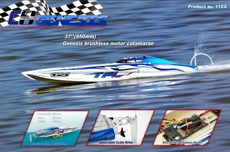 

Genesis 1122 Catamaran Racing Boat/ Fiberglass with Dual Motors 3660 brushless motor KV2726, 120A ESC