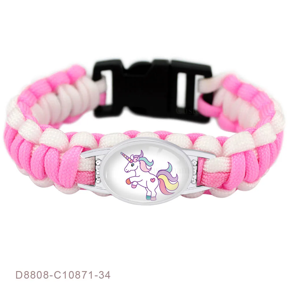 Dainty Pink Blue Purple Green White Military Parachute 550 Cord Wristband Unicorn Survival Paracord Bracelets for Women