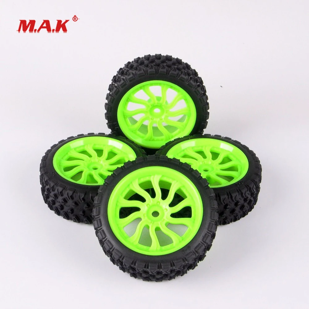 4Pcs 1/10 Rubber Rally Tires and Wheel Rim with 12mm Hex fit HSP HPI RC Off Road Racing Car Accessories