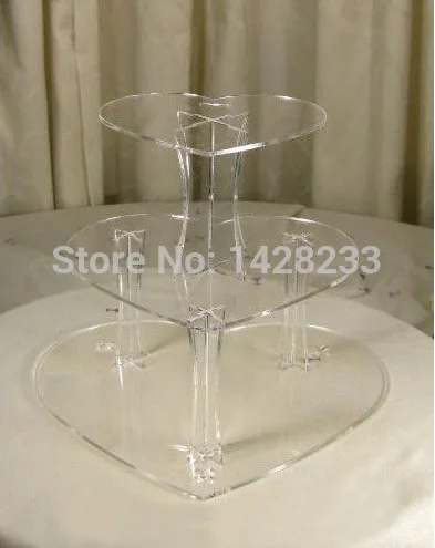 

wedding decoration/ 3 Tiers Beautiful Heart Type Clear Acrylic Cake Stand