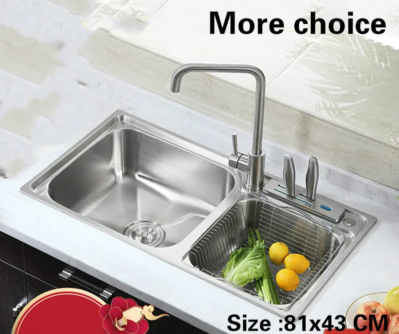 Free shipping Hot selling standard individuality kitchen double groove sink multi-function stainless steel 810x430/920x450 MM