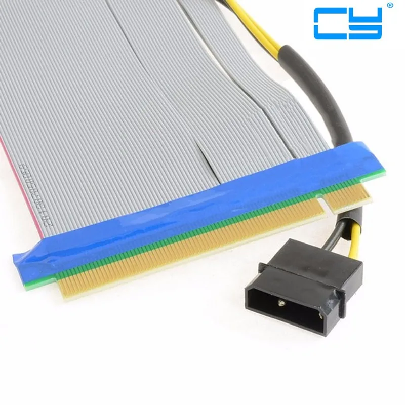 Riser PCI-E x16 pcie pci Express 16X to 16x Riser Extender Card with Molex IDE Power & Ribbon Cable adapter 20cm