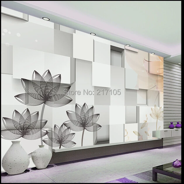 

Custom 3D wallpaper,lotus and brick wall wallpaper murals for living room bedroom kitchen backdrop wall waterproof PVC wallpaper