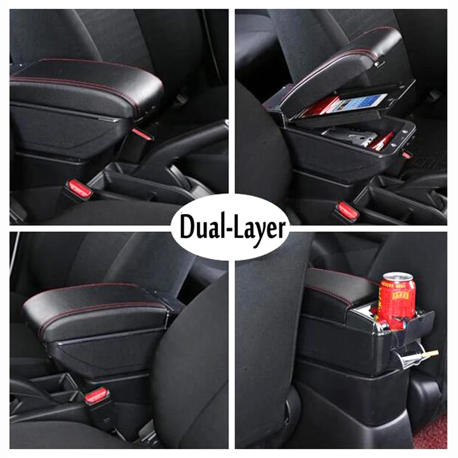 For Hyundai Elantra Touring i30 FD i30cw 2007-2011 Dual Layer Armrest Arm Rest Center Console Storage Box Leather 2008 2009 2010