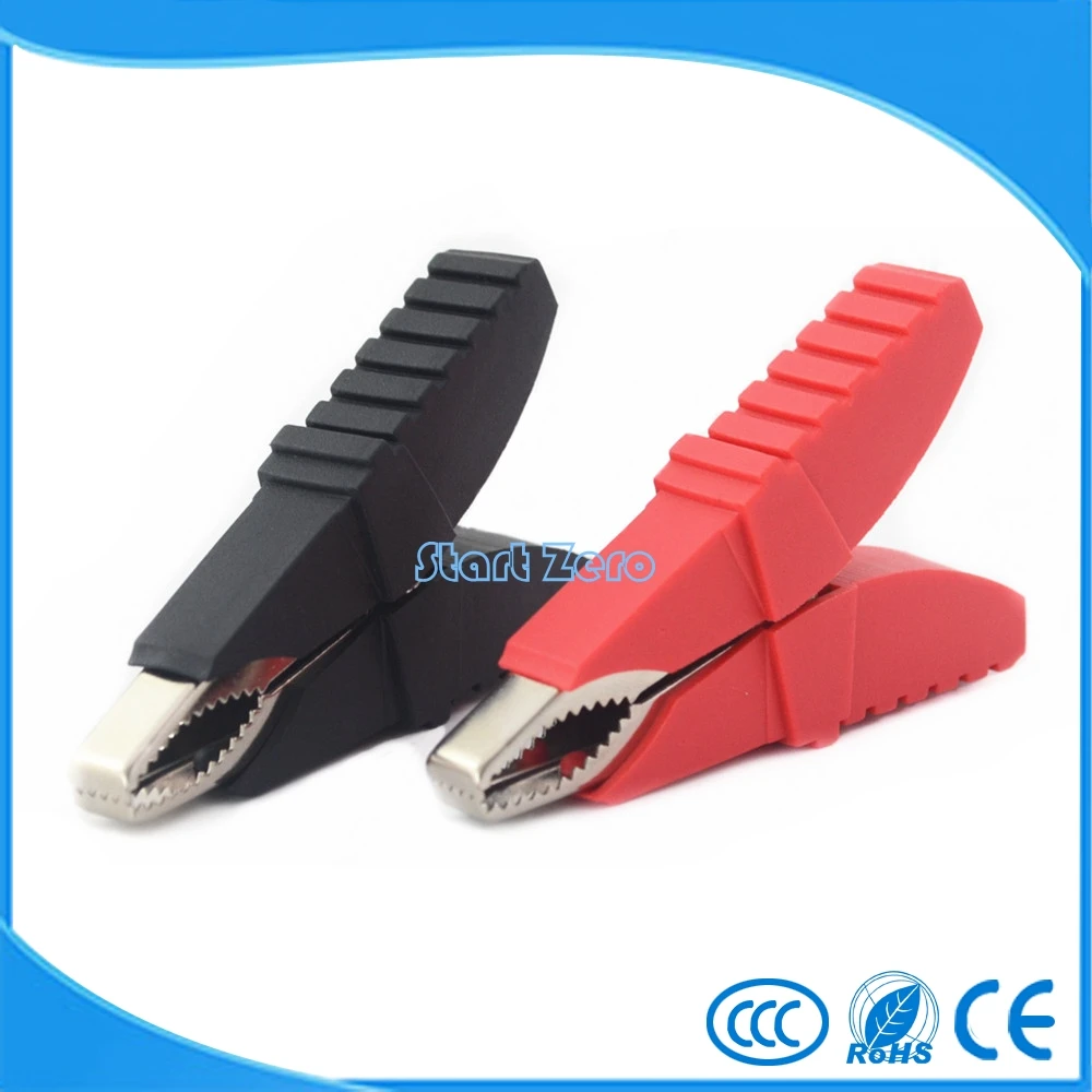 2Pcs Insulation Alligator Clip for Car battery clip Power Test Cables Battery Length 66 mm