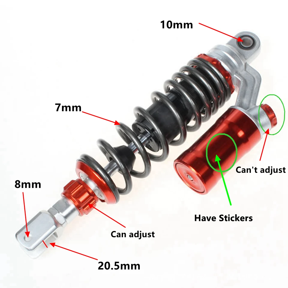 320 mm Motorcycle spring rear air shock absorbers for Honda Suzuki Yamaha Kawasaki BW 125 Dirt Bike Gokart Quad ATV