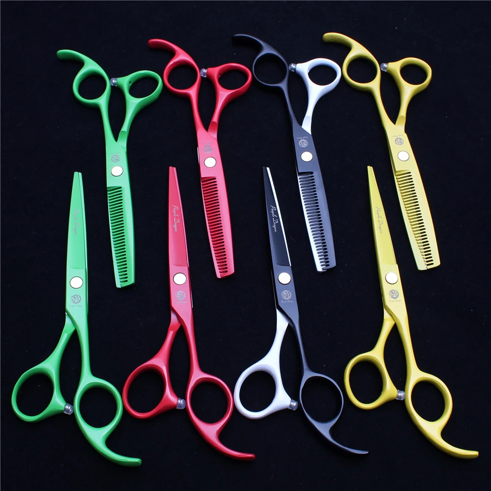 

2Pcs Z1023 5.5'' 16cm 440C Purple Dragon Haircut Machine Barber Shop Cutting Scissors Thinning Shears Professional Hair Scissors