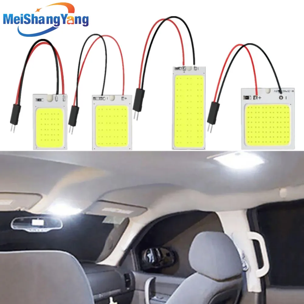 

2Pcs Panel Led Dome Reading Light Map Lamp COB 16 24 36 48SMD Car Interior Lights Auto Bulb C5W Festoon BA9S T4W T10 Led Adapter