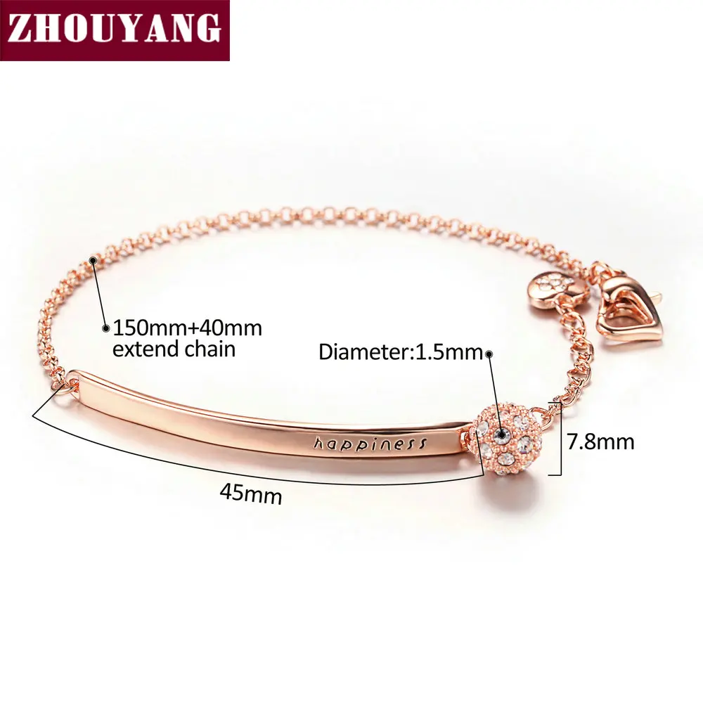 OL Style Cubic Zirconia Rose Gold Color Ball Fashion Party Charm Bracelets & Bangles Jewelry Top Quality ZYH196