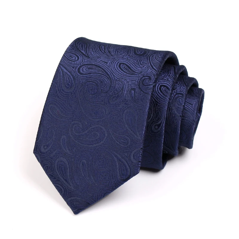 Brand Ties for Men Navy Blue Paisley Jacquard Weave 2.75 Inch  Profession Work commerce Casual Necktie Men's  Tie Gift