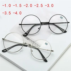 -1.0 -1.5 -2.0 To -6.0 Metal Round Finished Myopia Glasses Men Women Shortsighted Nearsighted Eyeglasses Prescription Eyeglasse