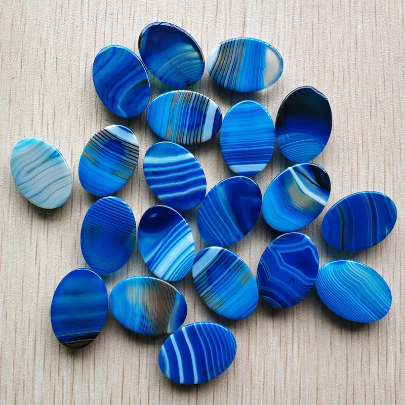 Wholesale 20pcs/lot fashion stripe blue onyx Oval CAB CABOCHON beads for ring earring jewelry Accessories making 18x25mm free