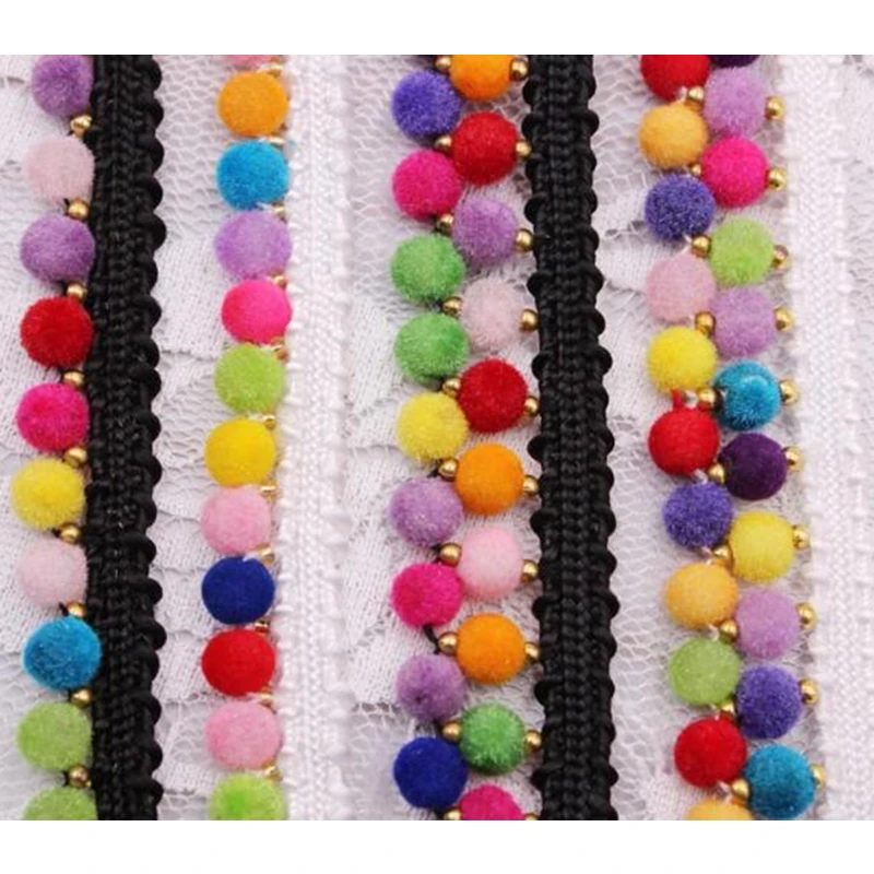 Accessori per il cucito Pompon Trim Pom Decorazione Palla Nappa Frangia Del Nastro FAI DA TE Materiale di Abbigliamento