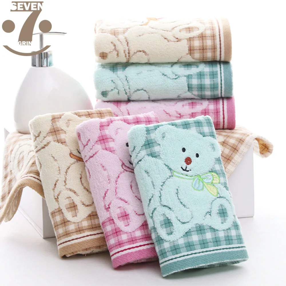 

25x50cm Soft Cute Cartoon Bear Cotton Bathroom Trip Hand Face Small Cutting Velvet Towels