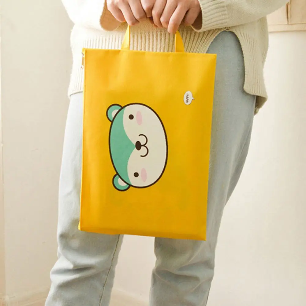 1pcs Cartoon  Large Capacity Canvas Storage Card Holder For A4 Binder Rings Notebook Zipper Bag Pouch Diary Planner Accessories