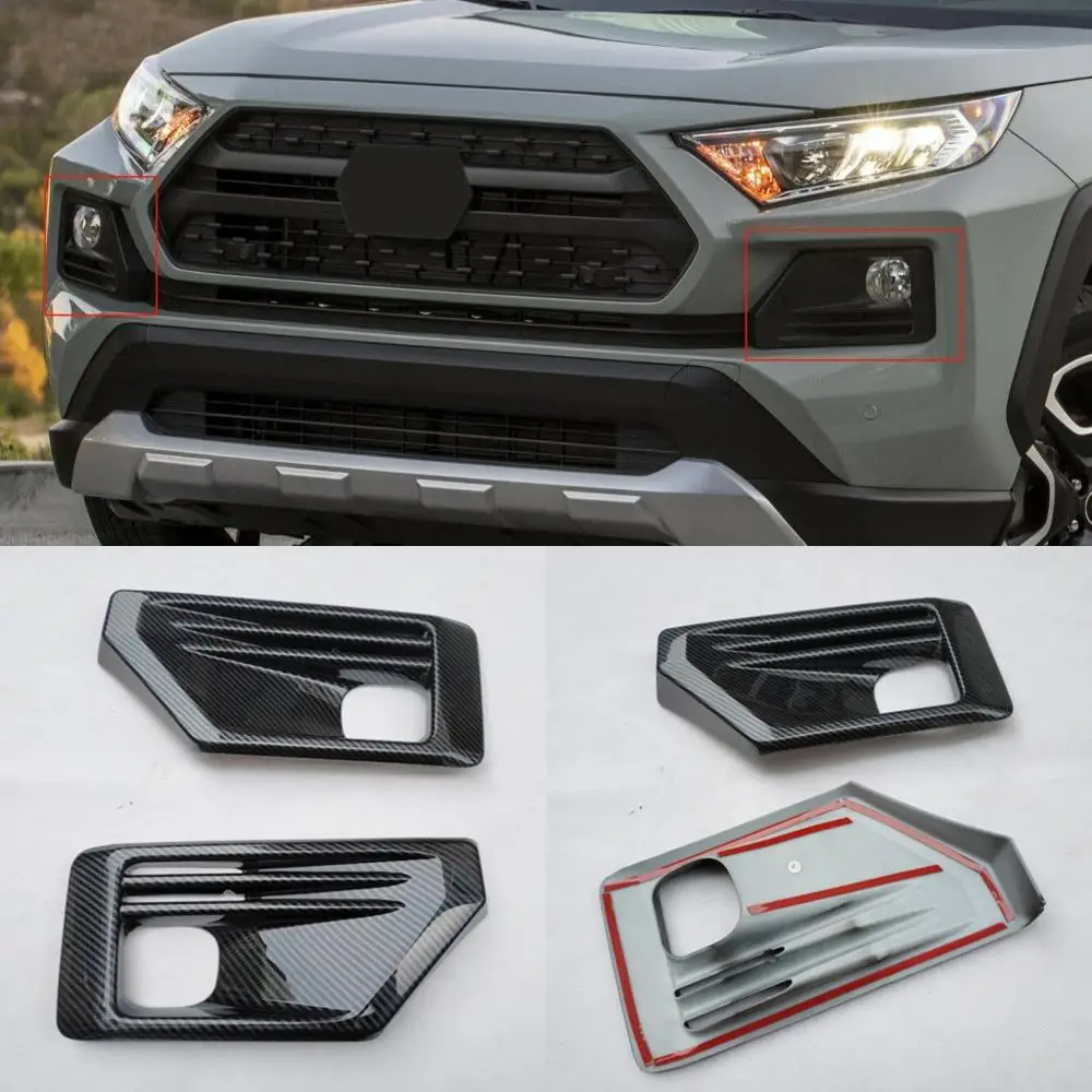 

JanDeNing 2pcs For Toyota Rav4 Adventure 2019 2020 Carbon fiber Front Fog Light Lamp Cover Trim