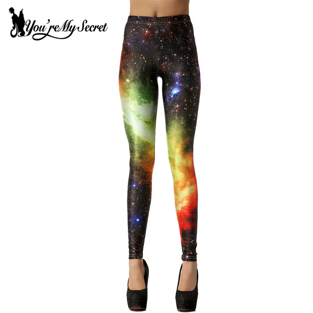 [You\'re My Secret] Fashion Fitness High Elastic Leggings Interstellar Leggins Pants Galaxy Space Printed Women Workout Legging