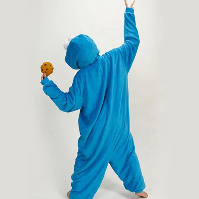 New Arrival Elmo Cookie Monster Cosplay Halloween Fancy  Costume Wholesale Adult Onesie