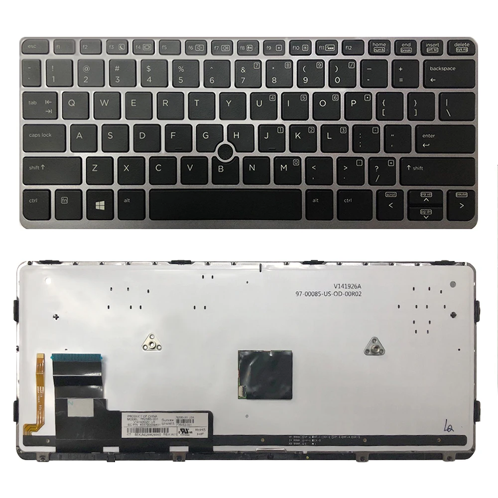 Teclado dos Eua com Ponto para hp 820 g1 820 g2 720 g 720 g2 725 g2 Série Teclado do Portátil com Quadro da Tira e Retroiluminado Novo