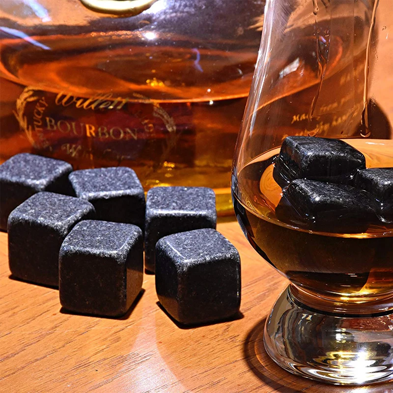 WALFOS 100% Natural Whiskey Stones Sipping Ice Cube Whisky Stone Whisky Rock Cooler Wedding Gift Favor Christmas Bar Accesories