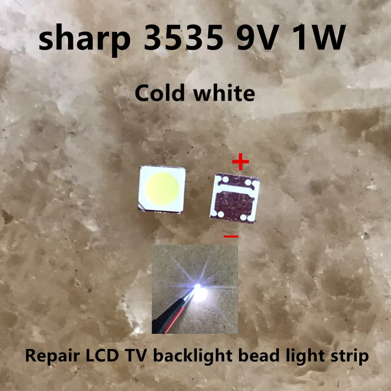 50pcs/lot For SHARP LED TV Application LCD Backlight for TV LED Backlight 1W 9V 3535 3537 Cool white