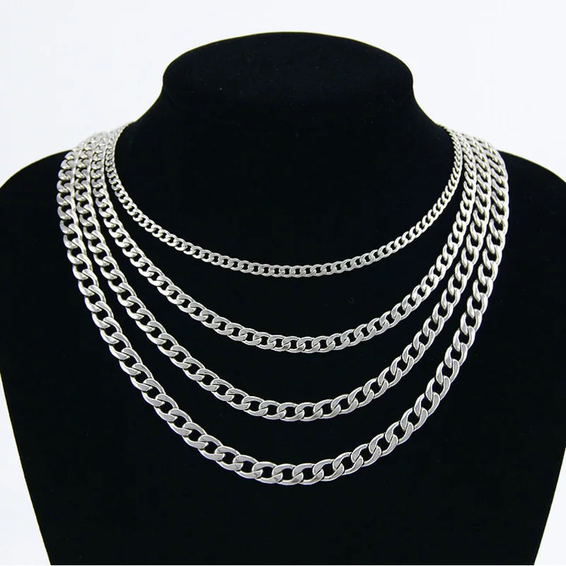 Mens necklaces Stainless steel Chaine Homme Curb Chain Necklace customizes 3/5/6/7mm Curban Chains Necklaces