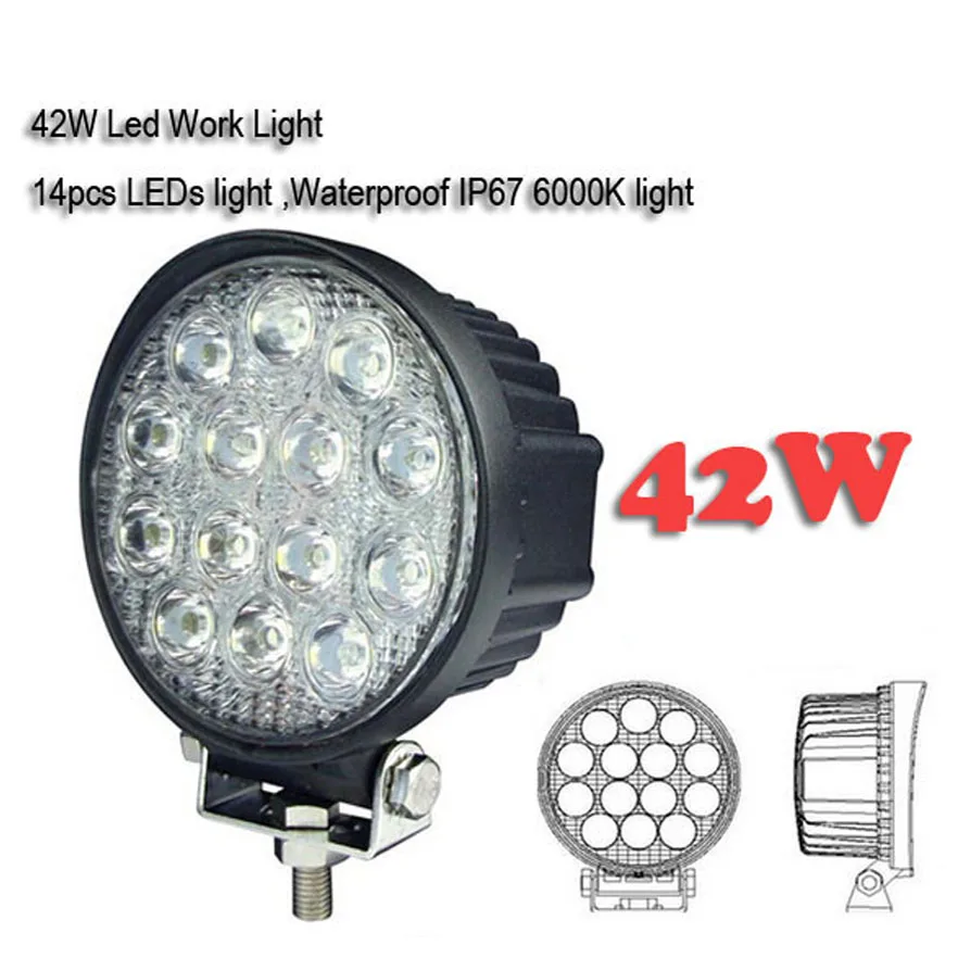 LED Work Light Bar 42W 4.4inch Car Light Bright Beam Spotlight Led Light for Car Offroad 4x4 ATV SUV Motorcycle Tractor Boat