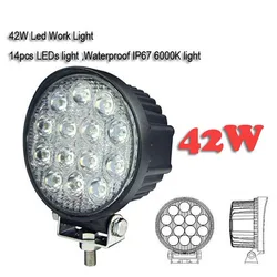 LED Work Light Bar 42W 4.4inch Car Light Bright Beam Spotlight Led Light for Car Offroad 4x4 ATV SUV Motorcycle Tractor Boat