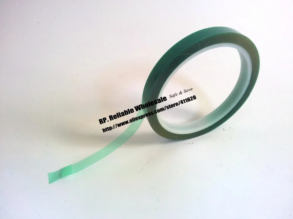 0.06mm Thick, 9mm or 10mm wide, High Temperature Withstanding PET Green Masking Tape for Powder Coating Mask