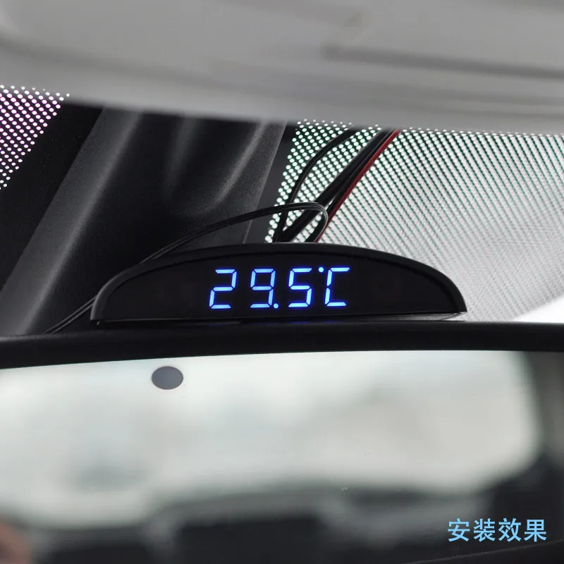 3 in 1 Car Digital Auto Thermometer Voltmeter Clock Volt Temperature Monitor 12V 24V Outdoor Indoor Led red/Blue DC8-30V