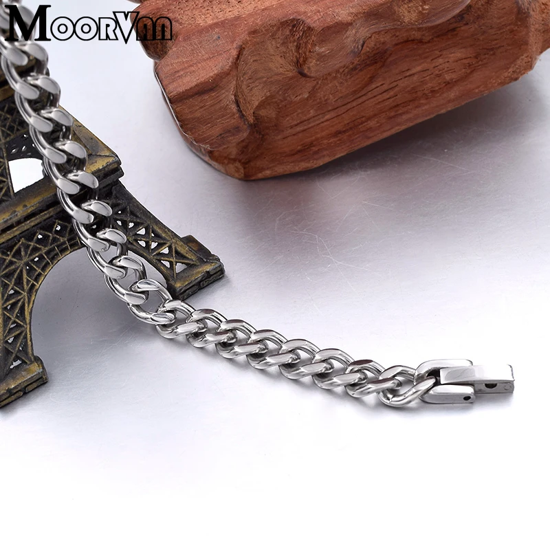 Moorvan Customed 18cm/19cm/20cm/21cm Boy Girl stainless steel gift chain Jewelry for Men Women Bracelet new hiphop link 2023