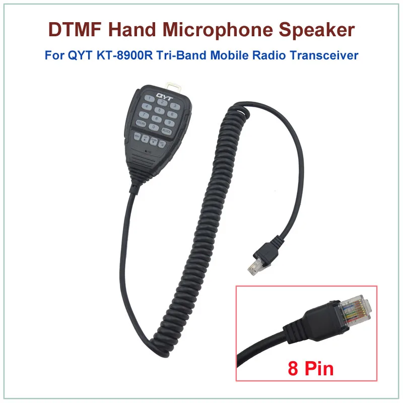 Оригинальный QYT 8 Pin DTMF ручной динамик микрофон для QYT KT-8900R KT8900R трехдиапазонный мини мобильный радиоприемопередатчик