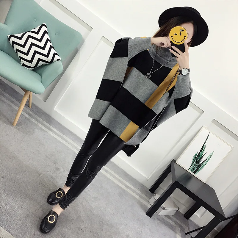 Autumn Winter  Shawl Warm Casual Loose Knitted Tops 2023 Women Pullover Female Sweater Fashion