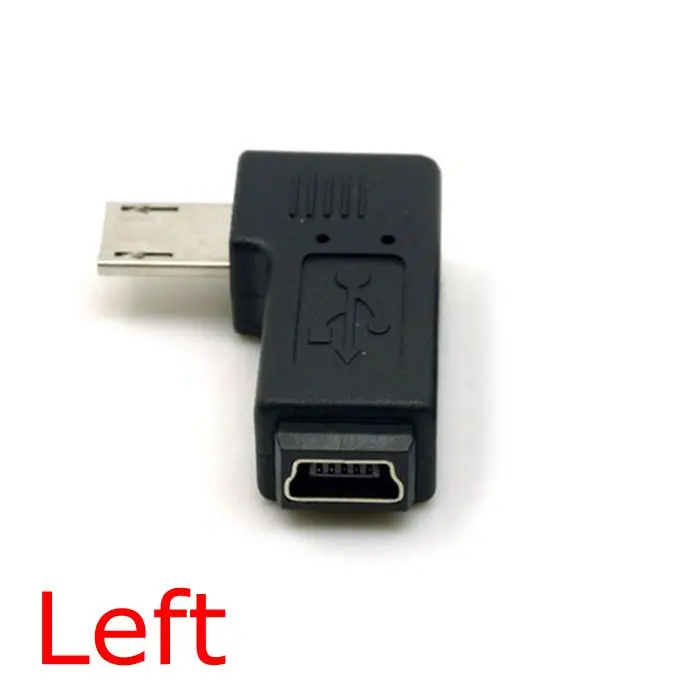 9ミリメートル長いコネクタ90度左&右角度付きmicro usb 5ピンオスミニusbメス延長アダプタコネクタ