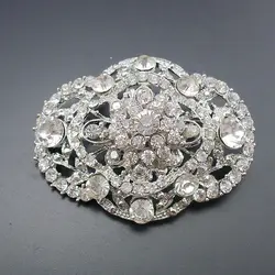 1 Piece Fashion Women Rhodium Plated Rhinestone Crystal Vintage Oval Bridal Wedding Collar Brooch Pin New Item No.: BH7654