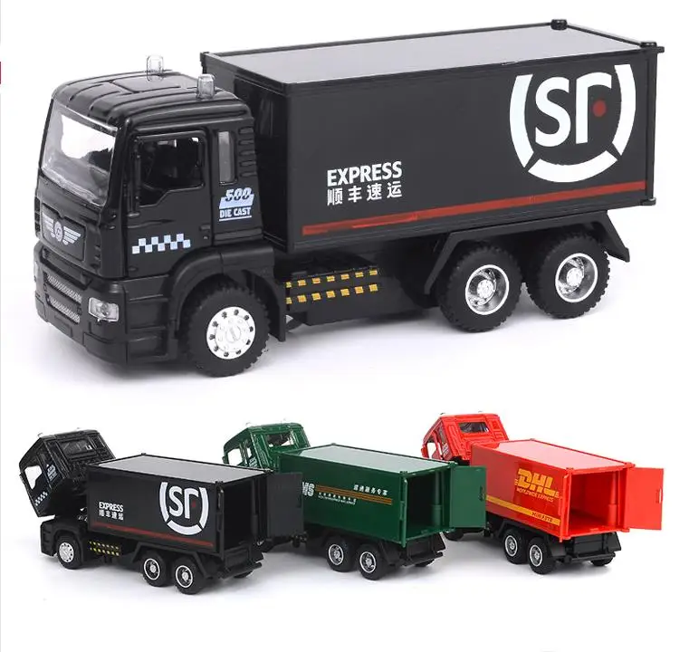 1:50 alloy pull back truck,high simulation double decker bus,SF Express,post express container truck,toy vehicles,free shipping