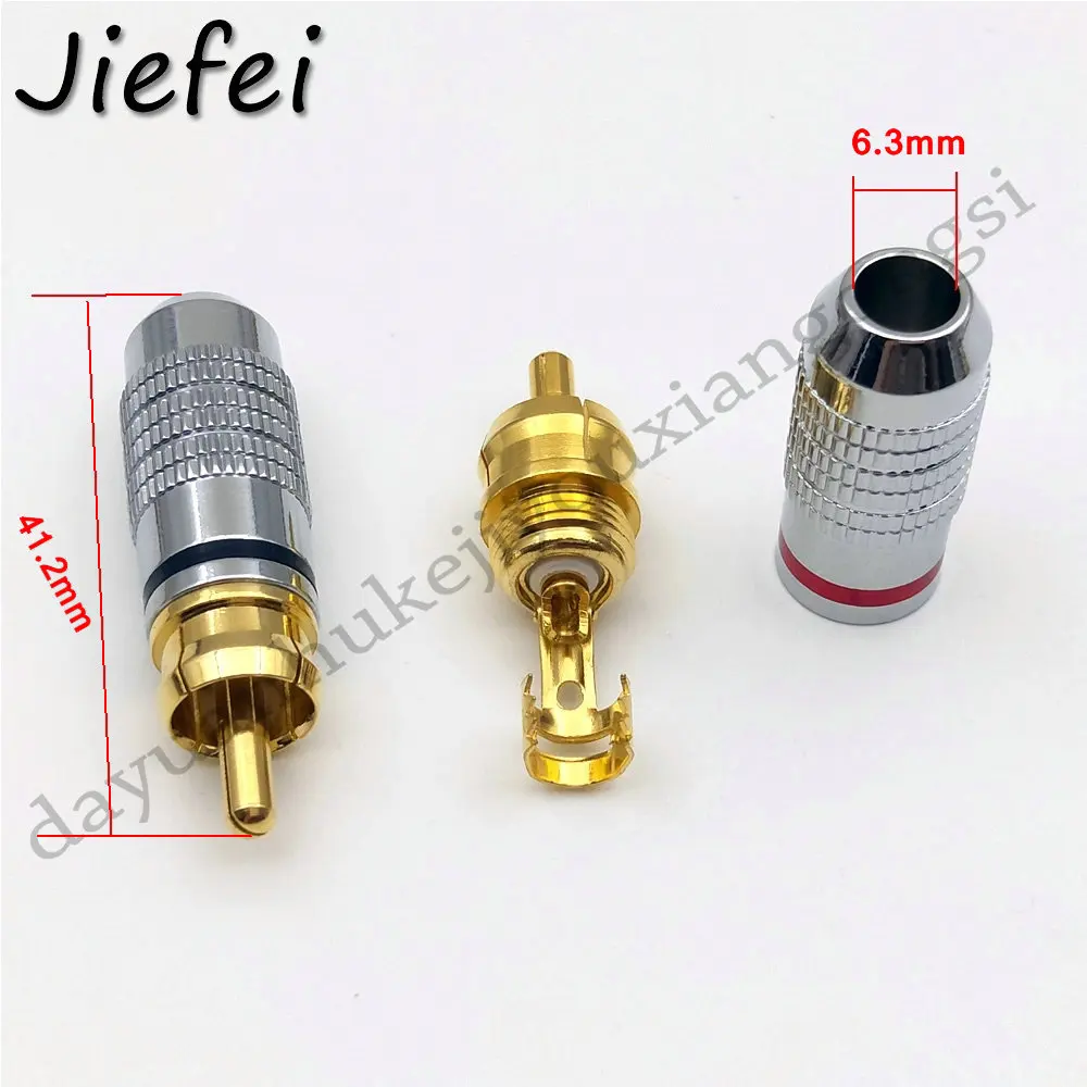 50pcs high quality RCA shaker Connector RCA Gold Plated Male Plug Adapter For Headphone Audio Cable Audio And Video Connector