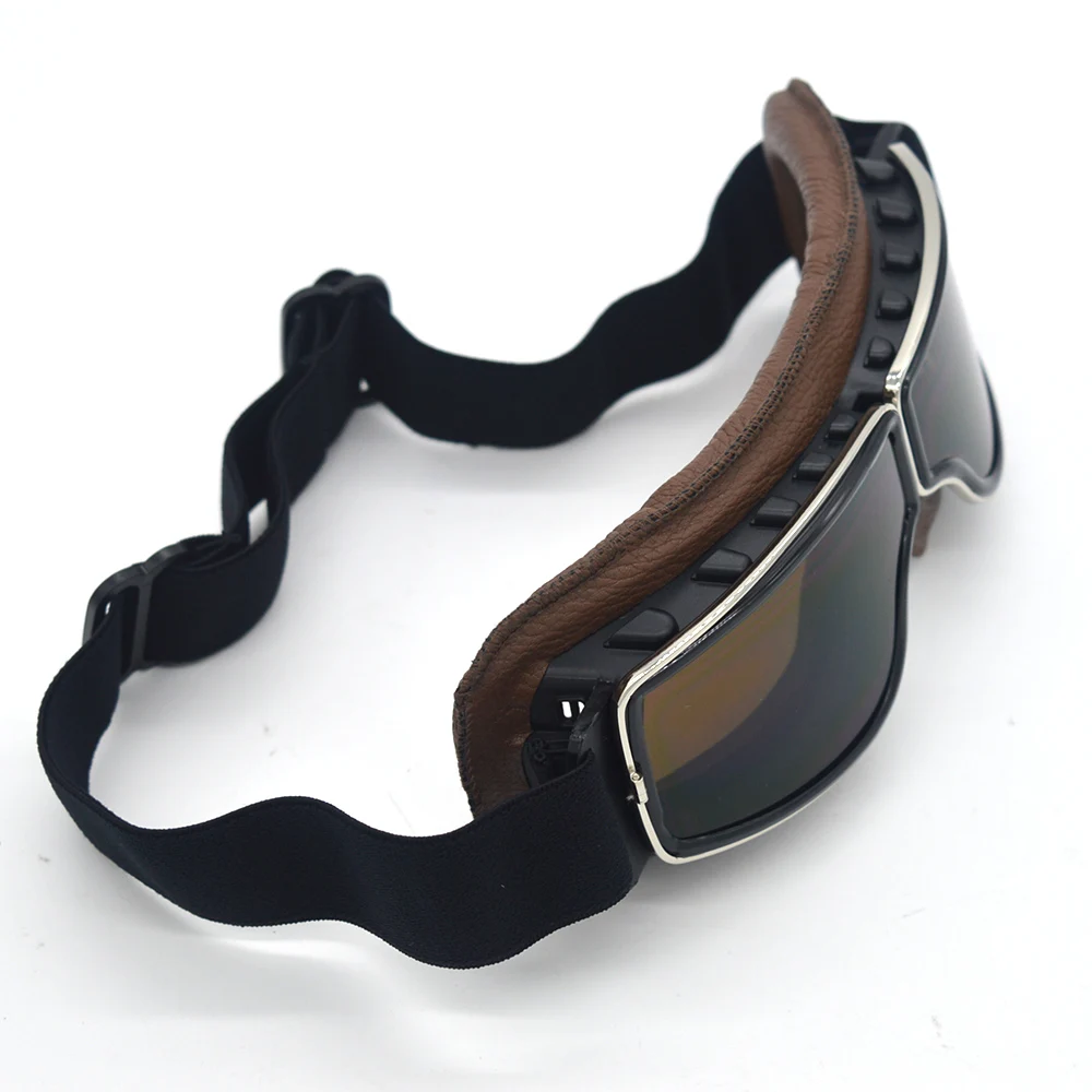 evomosa Retro Motorcycle Goggles Glasses Cruiser Vintage Leather Glasses Cafe Racer Half Helmet Goggles For Harley 2018