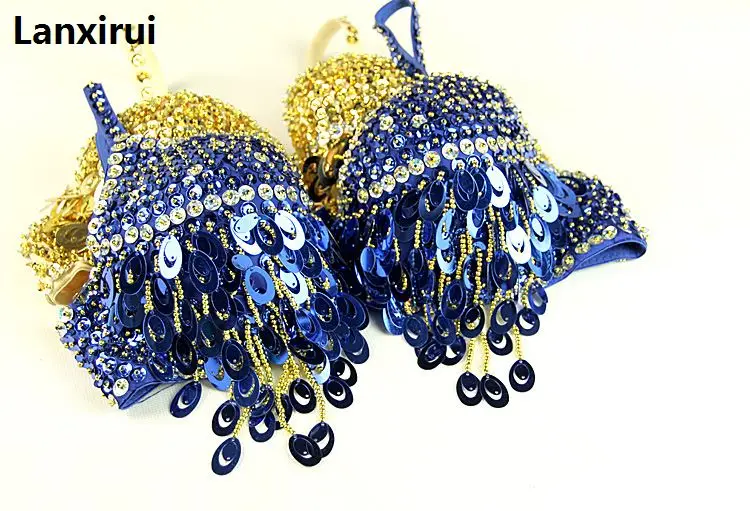 Handmade Belly Sequin Beaded Belly Samba Dance Bra Costume Fit for 80 Cup B