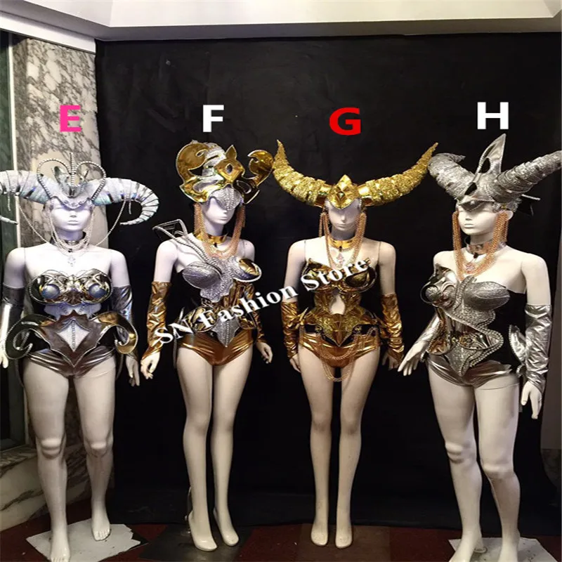 Women 12 constellations ballroom no led costumes bar dj dance singer sexy dress bra models performance show wears bra club cloth