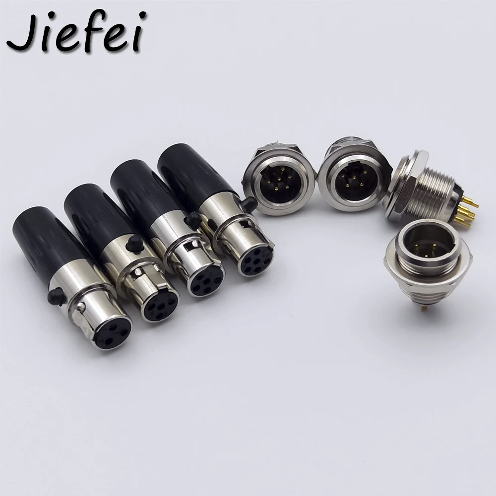 20pcs Mini XLR 3 4 5 6 Pin Female Inline Plug  3 4 5 6 Pin Male Socket Jack Adapter for MIC Microphone Audio Cable Connector