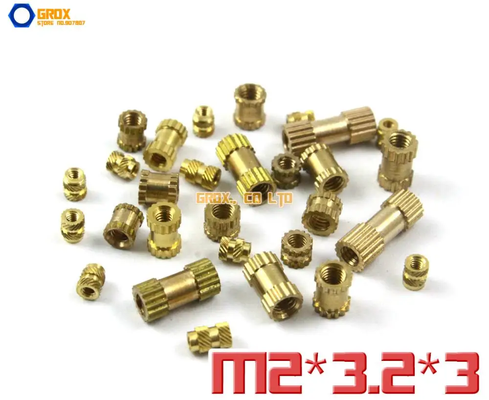 

300 Pieces M2 x 3.2 x 3mm (ID*OD*Length) Brass Knurl Nut Insert Round Nut Thumb Nut