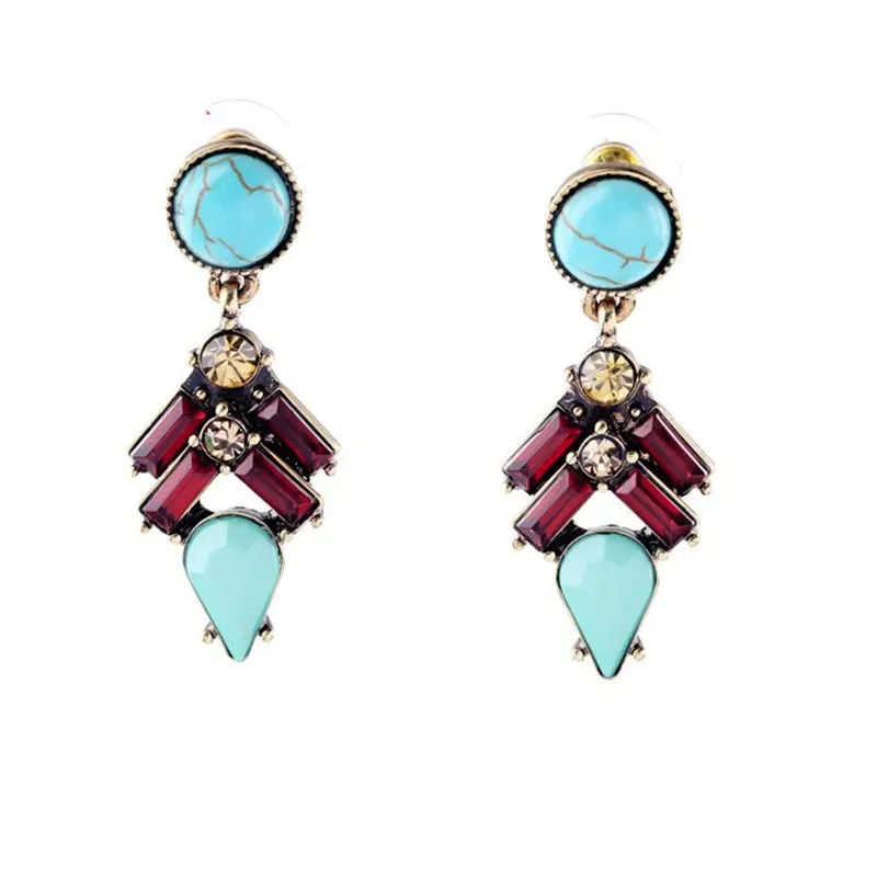 LUBOV Retro Natural Stone Mixed Joker Bohemia Drop Earrings For Women And Girls Trendy Rhinestone Accessories Jewelry Gift