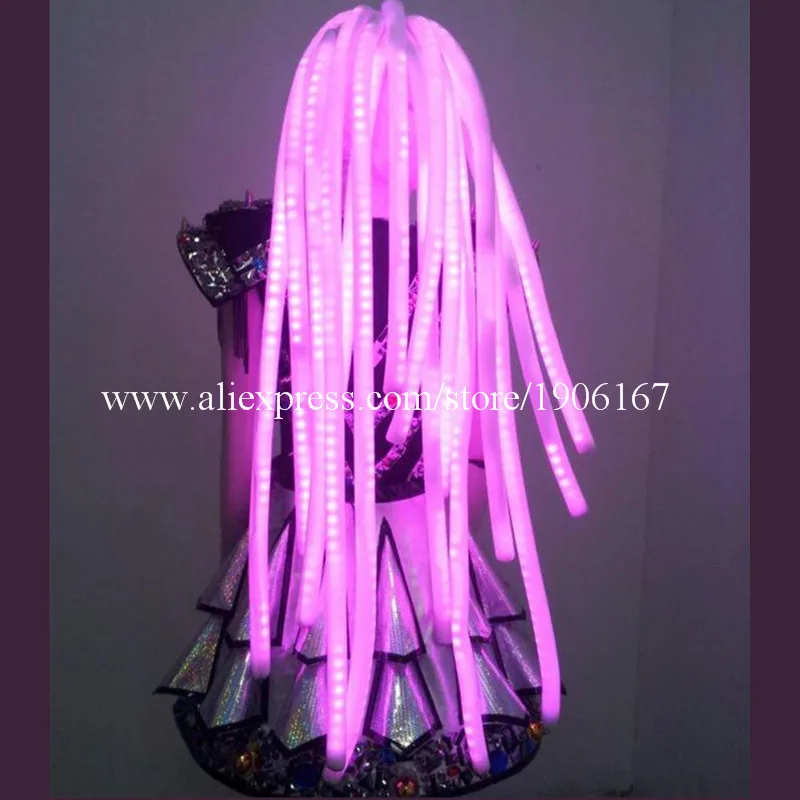 

Hot Sale LED Light Up Colorful Hair Luminous Cosplay Party Wigs Halloween Christmas Headwear For Dancing Bar DJ Club