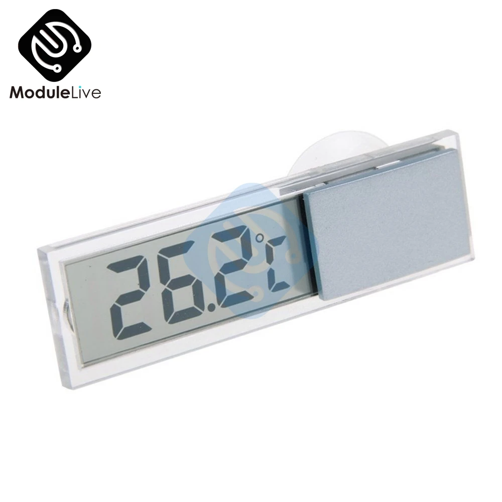 Mini LCD Digital Display Auto Car Thermometer With Suction Cup AG10 Button Cell Battery Temperature Measuring Range -20 -110